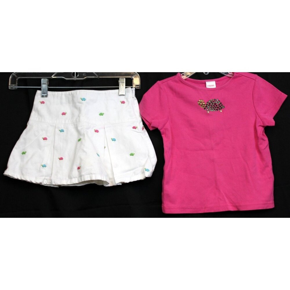 2008 Gymboree Tennis Match Outfit sz 4 Girls Shirt Skort Turtle Embroidered
